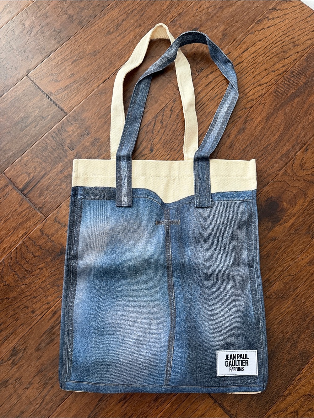 Jean Paul Gaultier Blue and Cream Canvas Tote